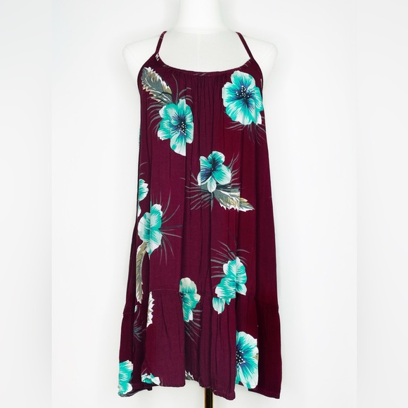 Volcom Floral Spaghetti Strap Criss Cross Back Tank Cami Dress Size XS - Picture 2 of 6